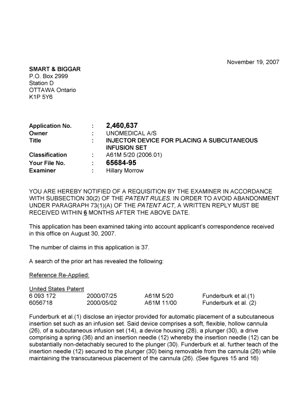 Document de brevet canadien 2460637. Poursuite-Amendment 20071119. Image 1 de 3