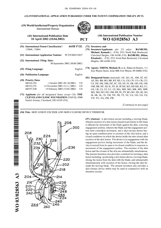 Document de brevet canadien 2460949. Abrégé 20040316. Image 1 de 2