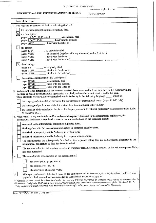 Canadian Patent Document 2461351. PCT 20040325. Image 2 of 8