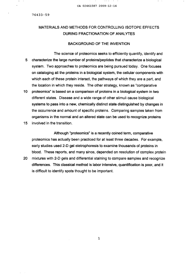 Document de brevet canadien 2461587. Description 20091214. Image 1 de 90