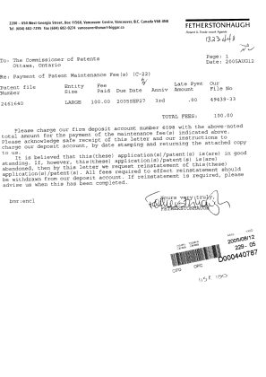 Document de brevet canadien 2461640. Taxes 20041212. Image 1 de 1