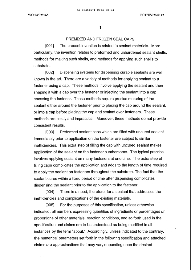 Document de brevet canadien 2461671. Description 20090721. Image 1 de 10
