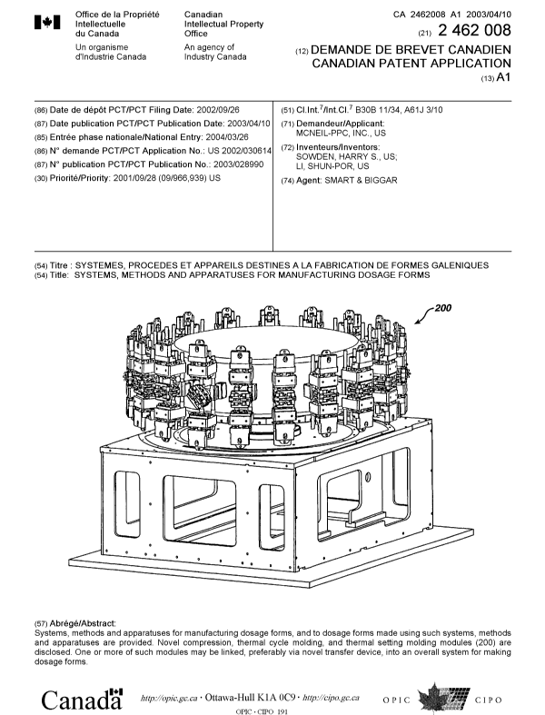 Document de brevet canadien 2462008. Page couverture 20040527. Image 1 de 1