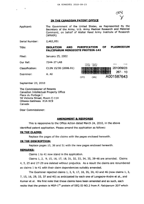 Document de brevet canadien 2462951. Poursuite-Amendment 20091223. Image 1 de 15