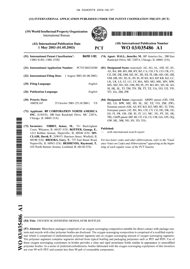 Document de brevet canadien 2463079. Abrégé 20040407. Image 1 de 1