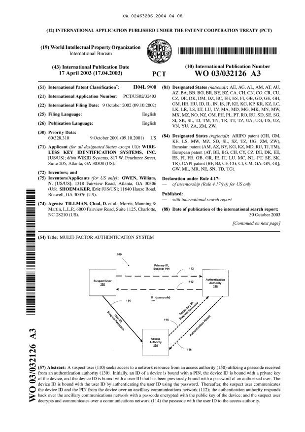 Canadian Patent Document 2463286. Abstract 20040408. Image 1 of 2