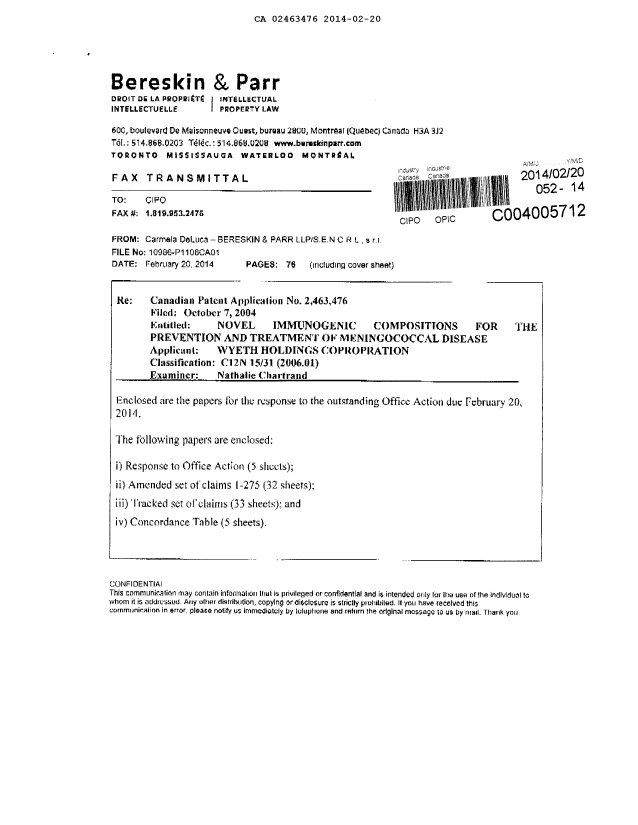 Canadian Patent Document 2463476. Prosecution-Amendment 20140220. Image 76 of 76