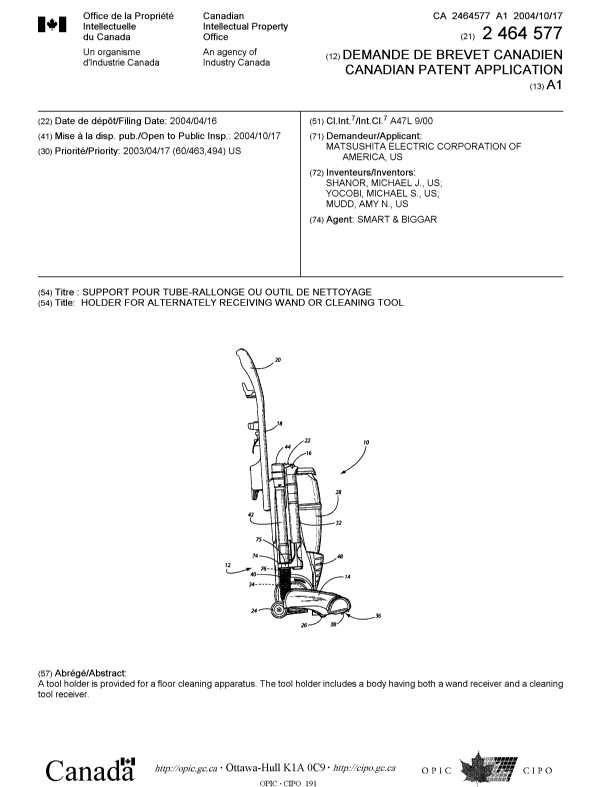 Canadian Patent Document 2464577. Cover Page 20040930. Image 1 of 1