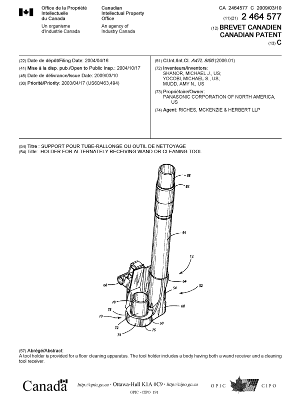 Canadian Patent Document 2464577. Cover Page 20090217. Image 1 of 1