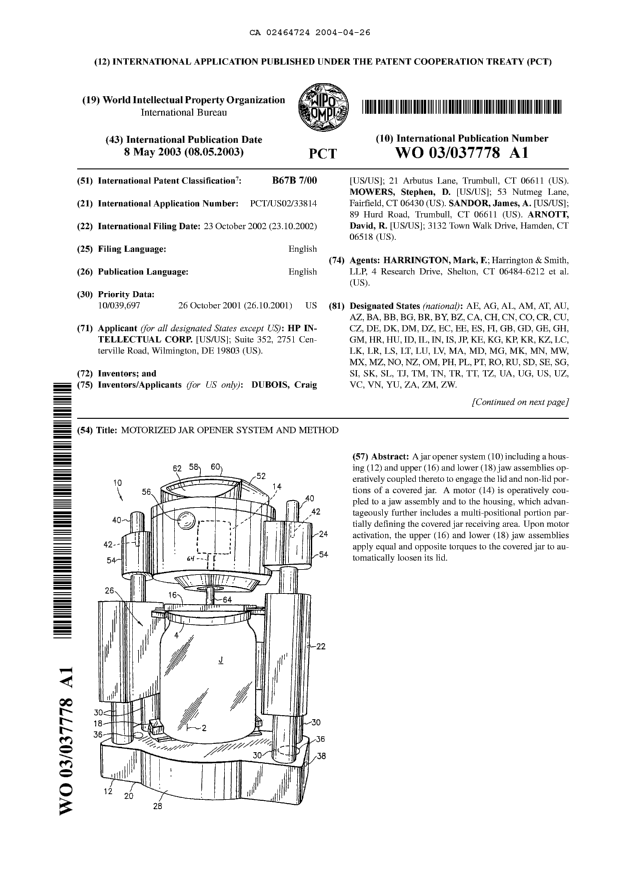 Document de brevet canadien 2464724. Abrégé 20040426. Image 1 de 2