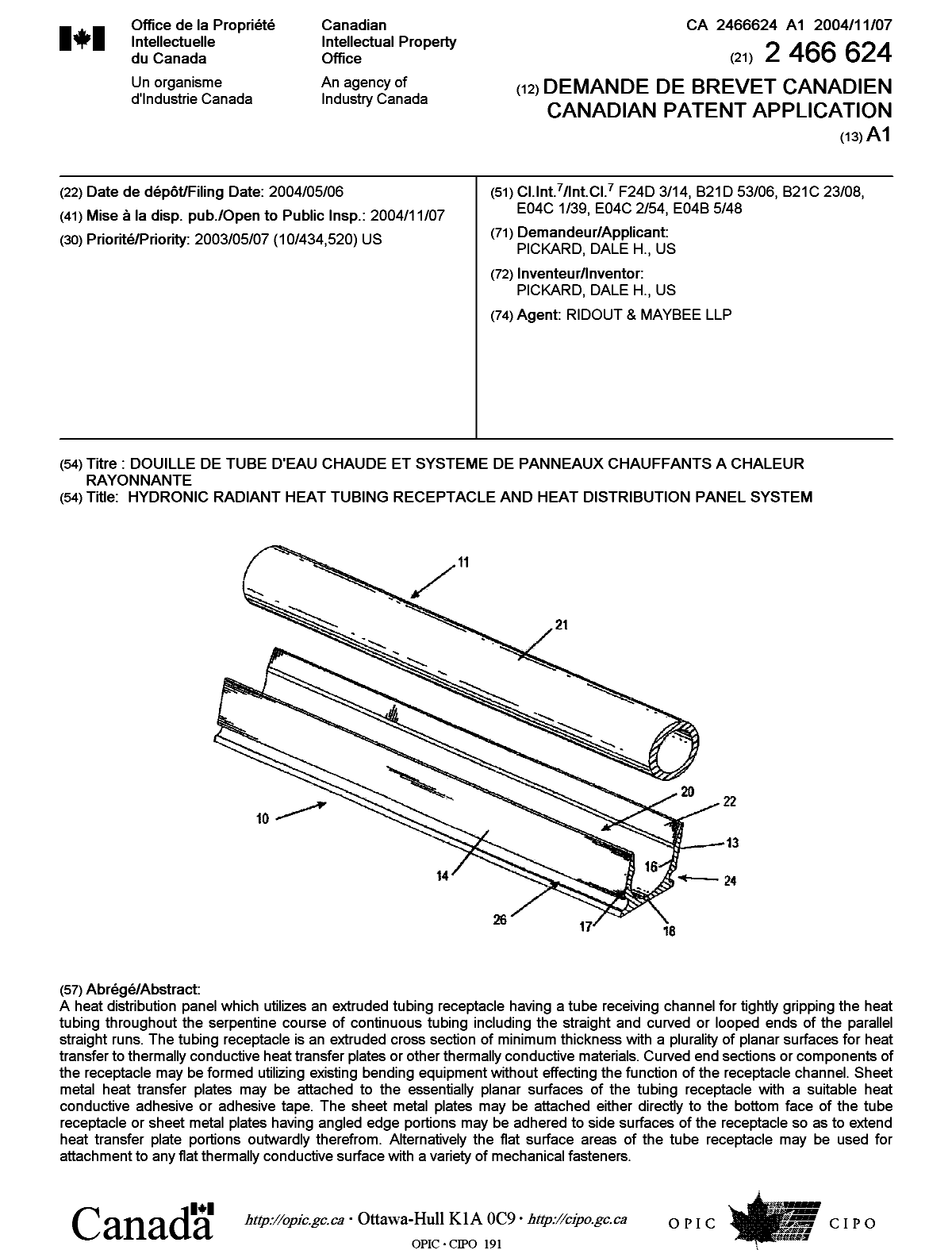 Canadian Patent Document 2466624. Cover Page 20041029. Image 1 of 1