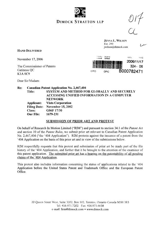 Document de brevet canadien 2467404. Poursuite-Amendment 20061117. Image 1 de 500
