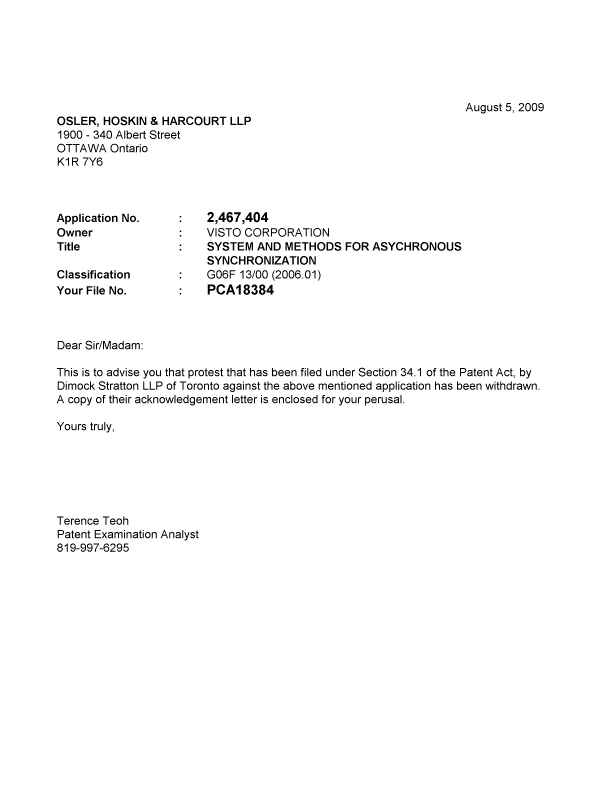 Canadian Patent Document 2467404. Prosecution-Amendment 20090805. Image 2 of 2