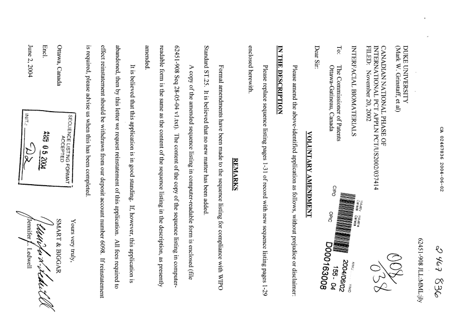 Canadian Patent Document 2467836. Prosecution-Amendment 20040602. Image 1 of 30