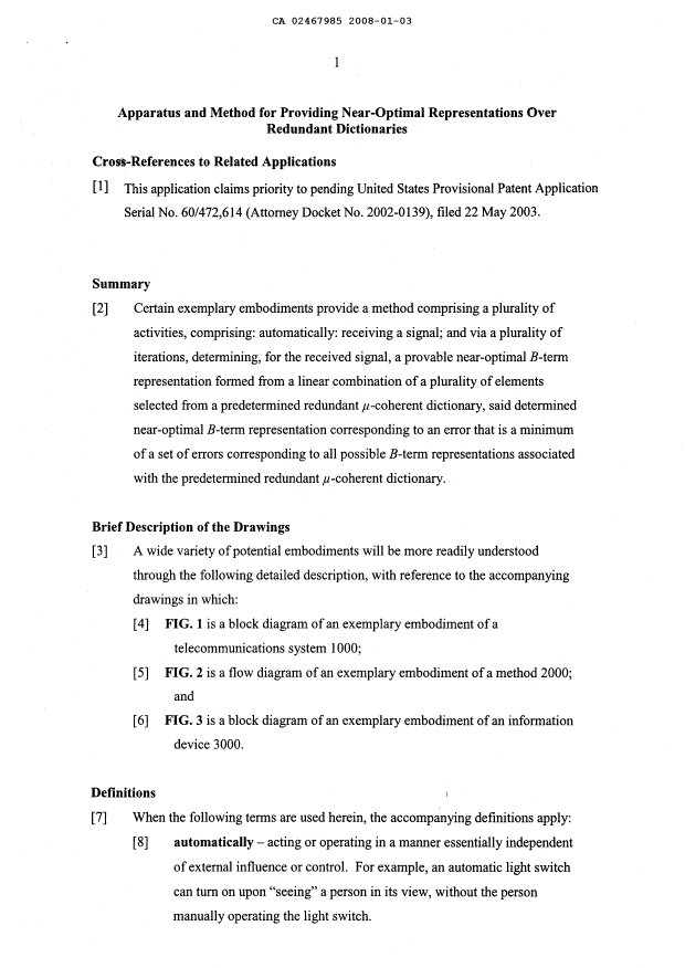 Canadian Patent Document 2467985. Description 20080103. Image 1 of 34