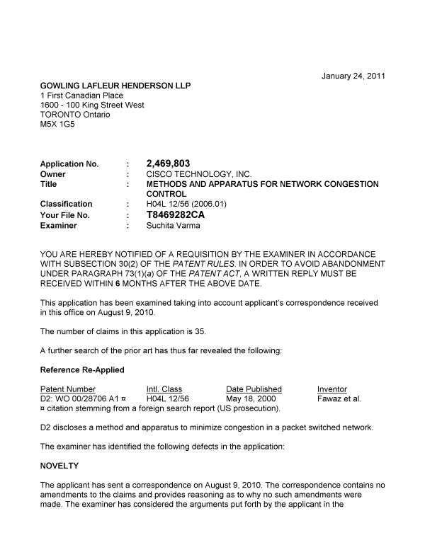 Canadian Patent Document 2469803. Prosecution-Amendment 20101224. Image 1 of 4