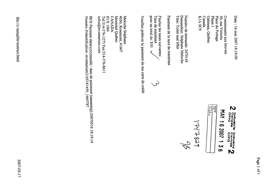 Document de brevet canadien 2470145. Taxes 20061216. Image 1 de 1