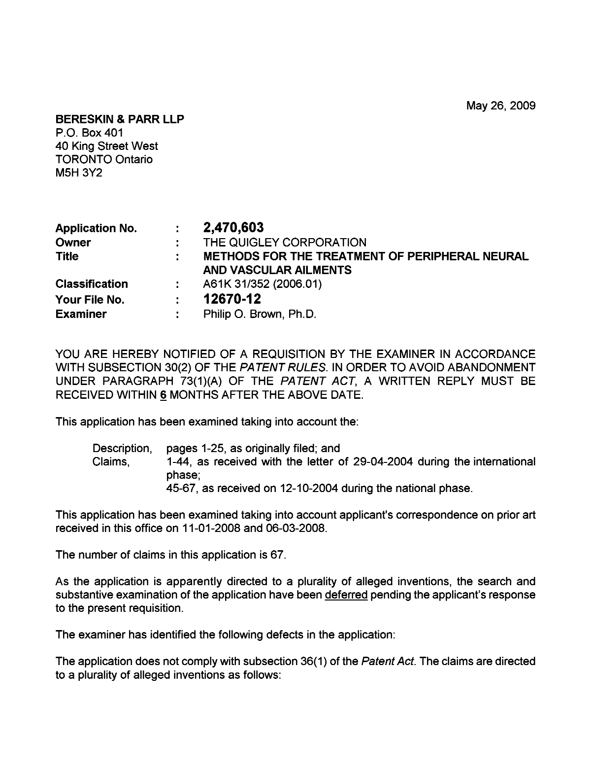 Document de brevet canadien 2470603. Poursuite-Amendment 20090526. Image 1 de 3