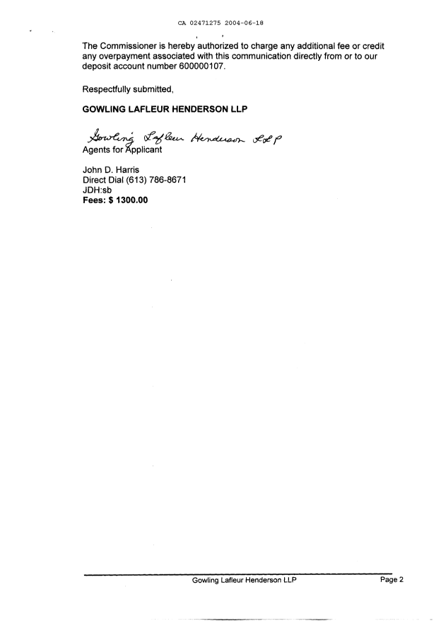 Document de brevet canadien 2471275. Cession 20040618. Image 2 de 7