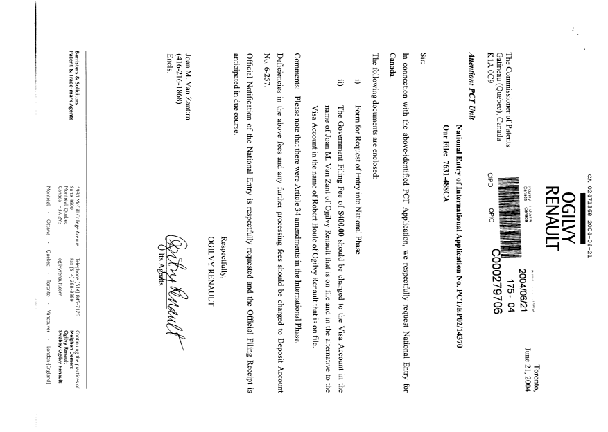Canadian Patent Document 2471368. Assignment 20040621. Image 1 of 2