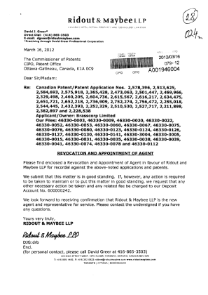 Document de brevet canadien 2473063. Correspondance 20111216. Image 1 de 4
