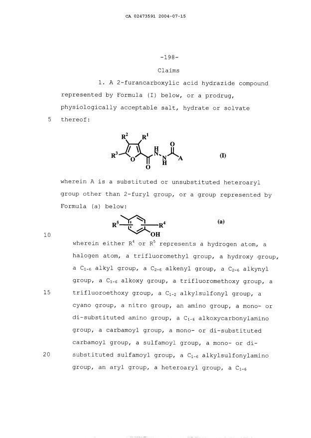 Document de brevet canadien 2473591. Revendications 20040715. Image 1 de 19
