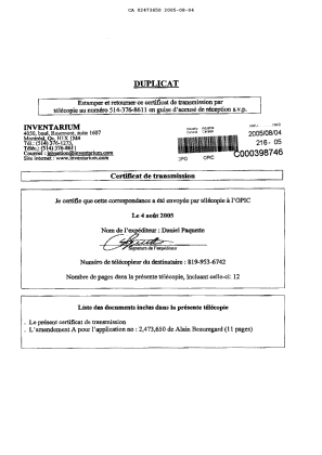 Document de brevet canadien 2473650. Poursuite-Amendment 20041204. Image 12 de 12