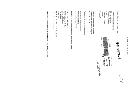 Document de brevet canadien 2473650. Taxes 20121222. Image 1 de 1