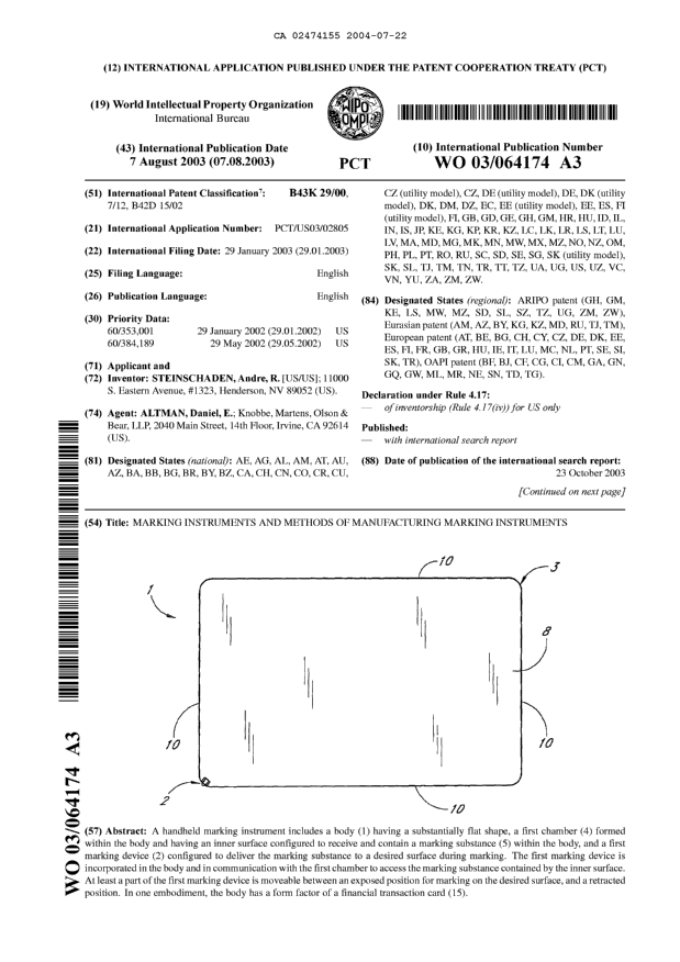 Document de brevet canadien 2474155. Abrégé 20040722. Image 1 de 2