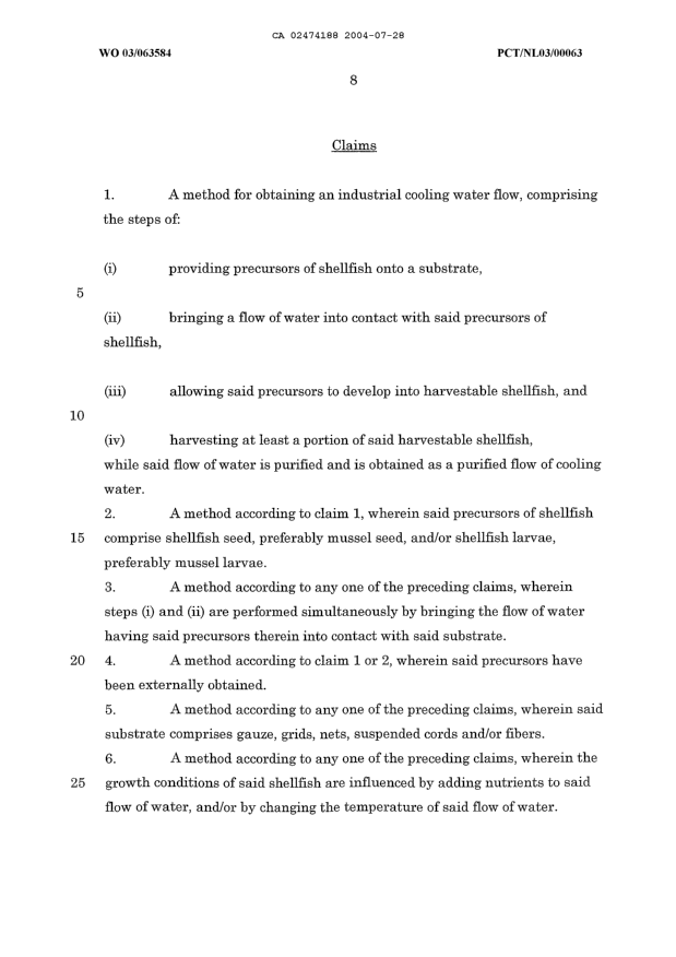 Document de brevet canadien 2474188. Revendications 20040728. Image 1 de 2