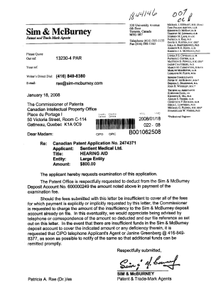 Canadian Patent Document 2474371. Prosecution-Amendment 20080118. Image 1 of 1