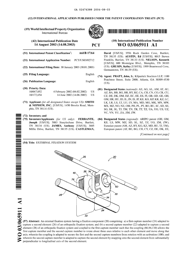 Document de brevet canadien 2474388. Abrégé 20040803. Image 1 de 2