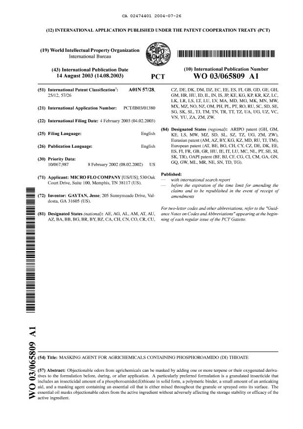 Document de brevet canadien 2474401. Abrégé 20040726. Image 1 de 1