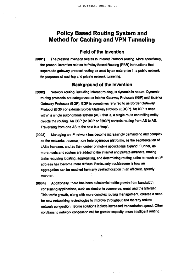 Document de brevet canadien 2474658. Description 20100122. Image 1 de 16