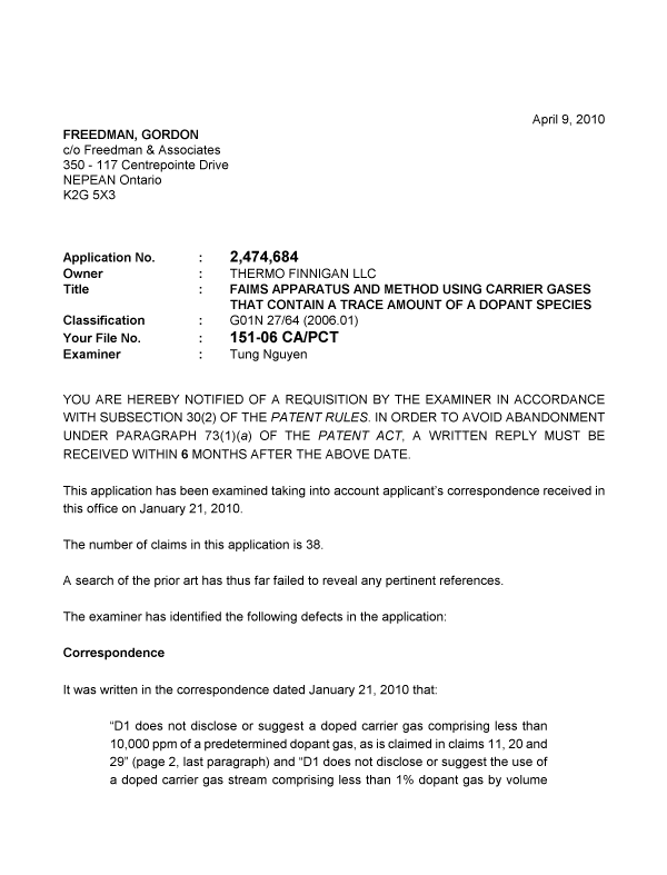 Canadian Patent Document 2474684. Prosecution-Amendment 20091209. Image 1 of 2