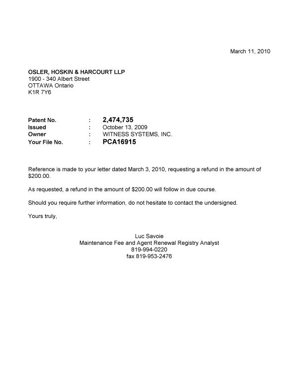 Canadian Patent Document 2474735. Correspondence 20100311. Image 1 of 1