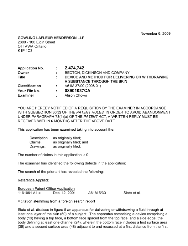 Canadian Patent Document 2474742. Prosecution-Amendment 20081206. Image 1 of 2