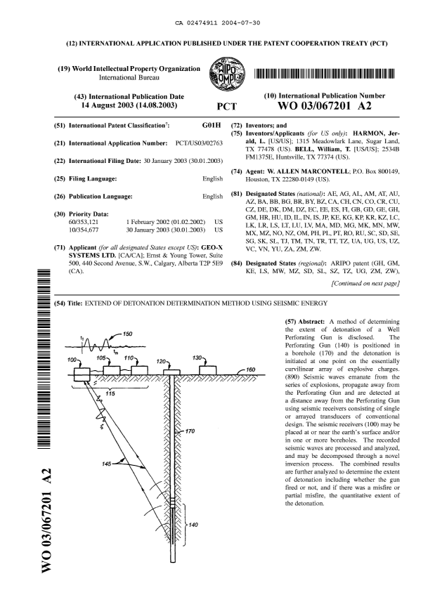 Canadian Patent Document 2474911. Abstract 20040730. Image 1 of 2