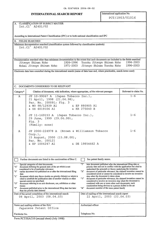 Canadian Patent Document 2474924. Prosecution-Amendment 20040802. Image 28 of 28