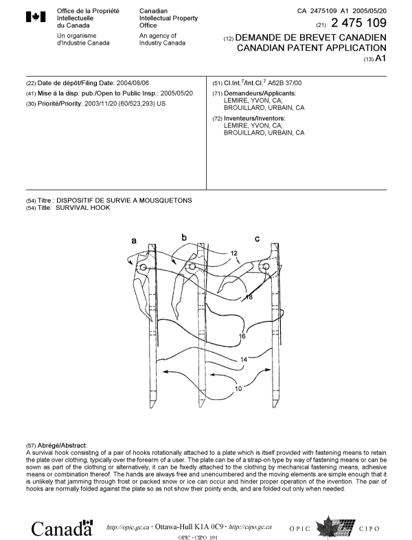 Document de brevet canadien 2475109. Page couverture 20050506. Image 1 de 1