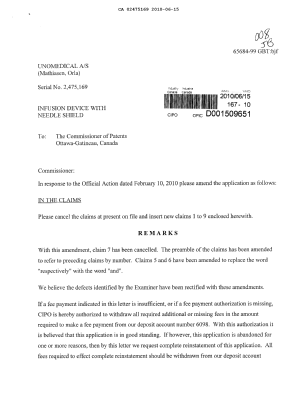 Canadian Patent Document 2475169. Prosecution-Amendment 20100615. Image 1 of 5