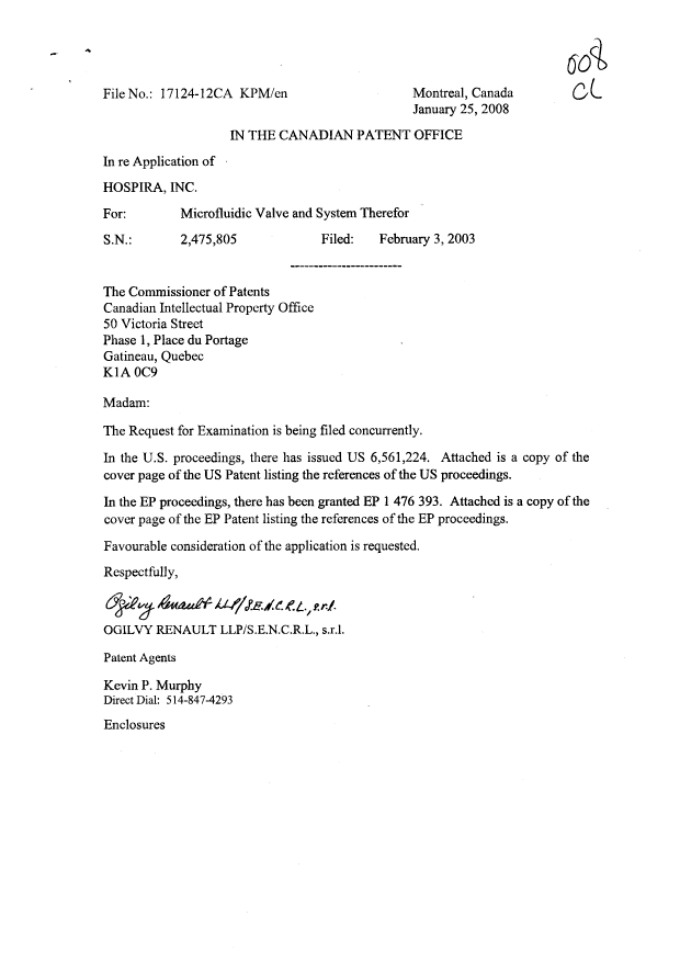 Canadian Patent Document 2475805. Prosecution-Amendment 20080118. Image 2 of 2