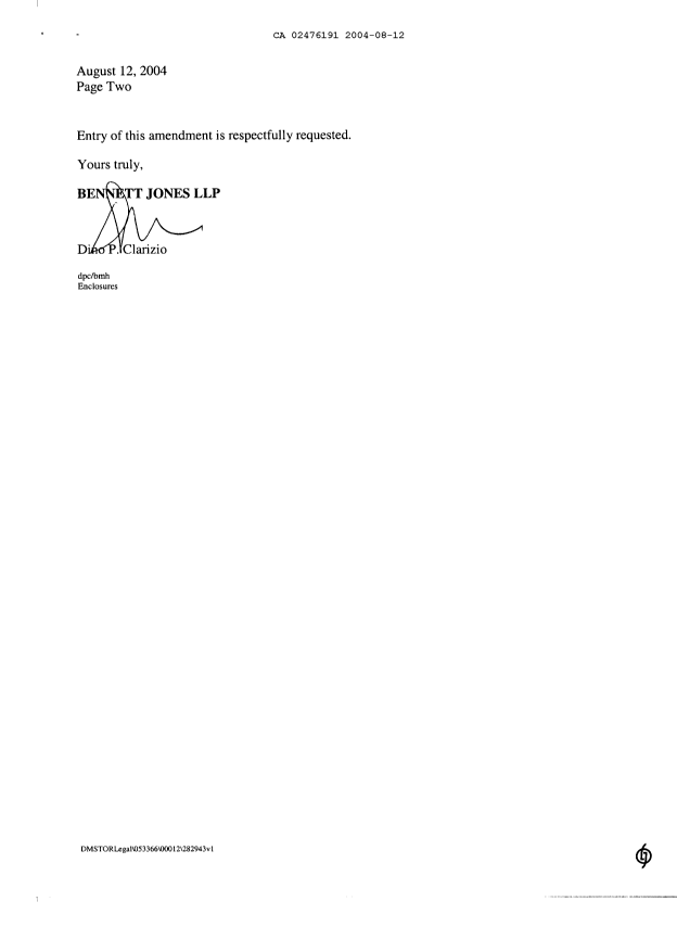 Canadian Patent Document 2476191. Prosecution-Amendment 20040812. Image 2 of 25