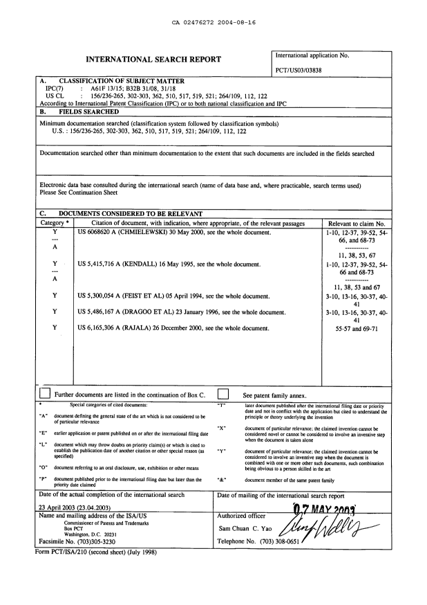 Document de brevet canadien 2476272. PCT 20040816. Image 1 de 3