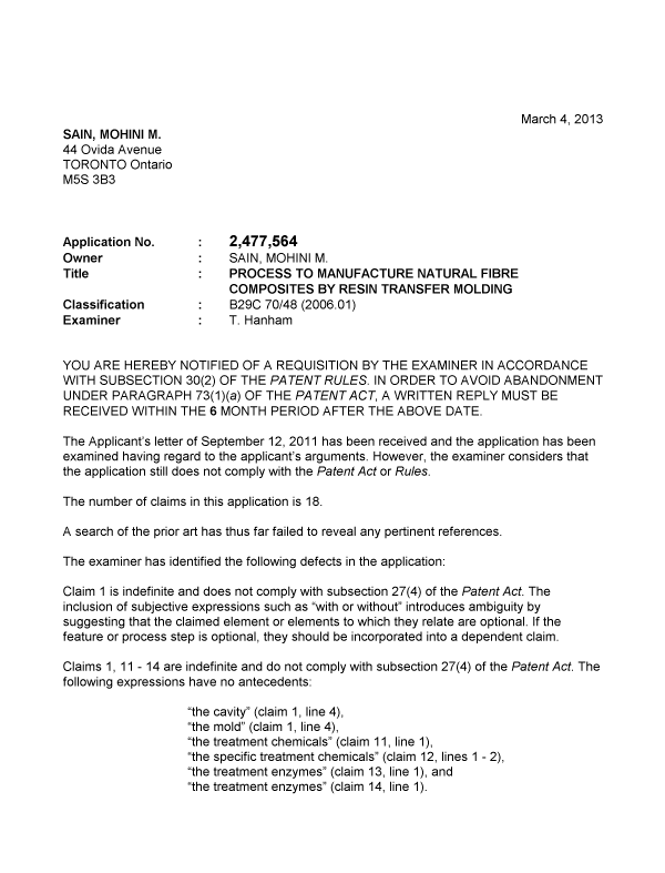 Canadian Patent Document 2477564. Prosecution-Amendment 20130304. Image 1 of 2