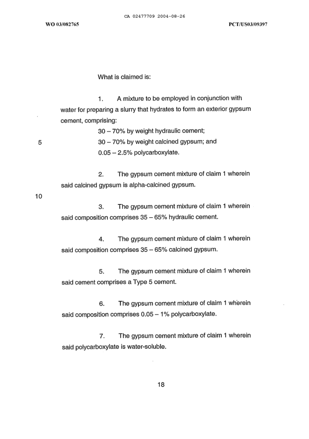 Document de brevet canadien 2477709. Revendications 20040826. Image 1 de 4
