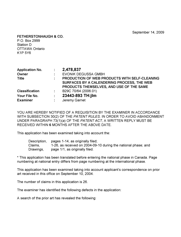 Canadian Patent Document 2478837. Prosecution-Amendment 20090914. Image 1 of 3