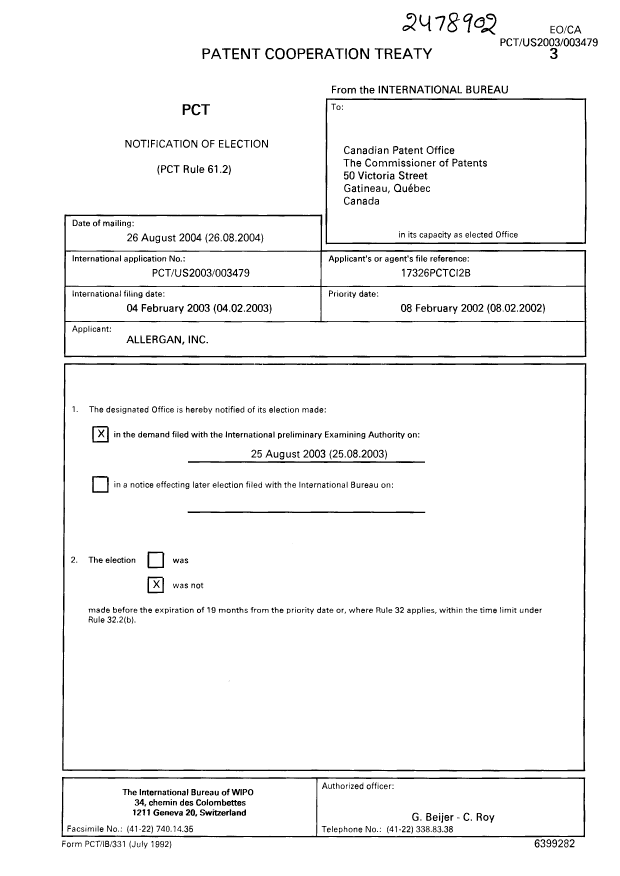Document de brevet canadien 2478902. PCT 20060607. Image 1 de 1