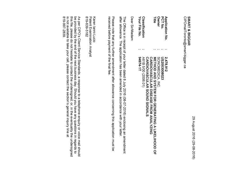 Canadian Patent Document 2478912. Correspondence 20160829. Image 1 of 1