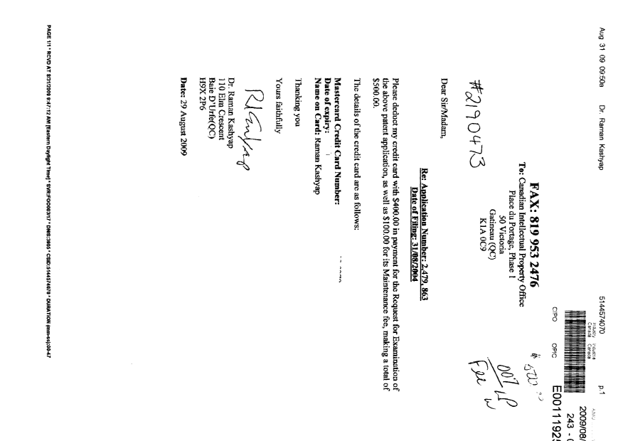 Canadian Patent Document 2479863. Prosecution-Amendment 20090831. Image 1 of 1